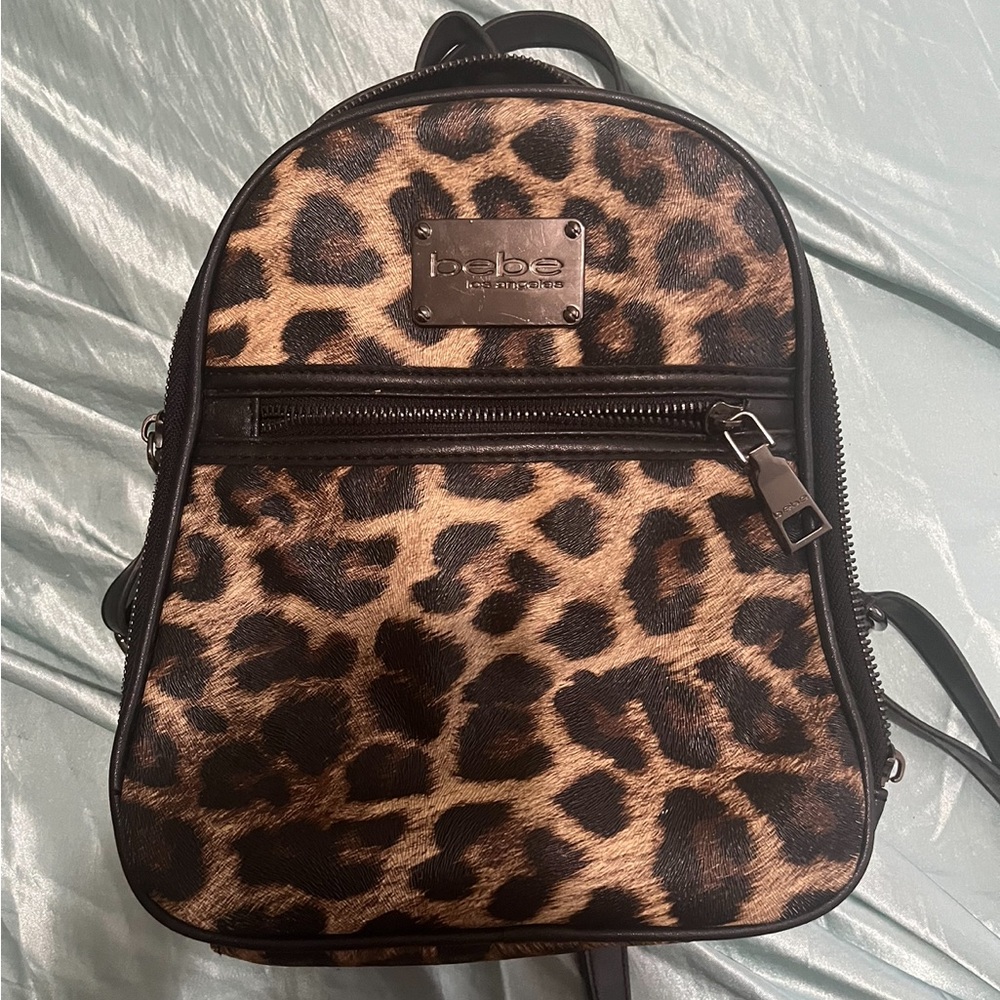 Bebe Animal Print Backpack with Black Accents Y2k
